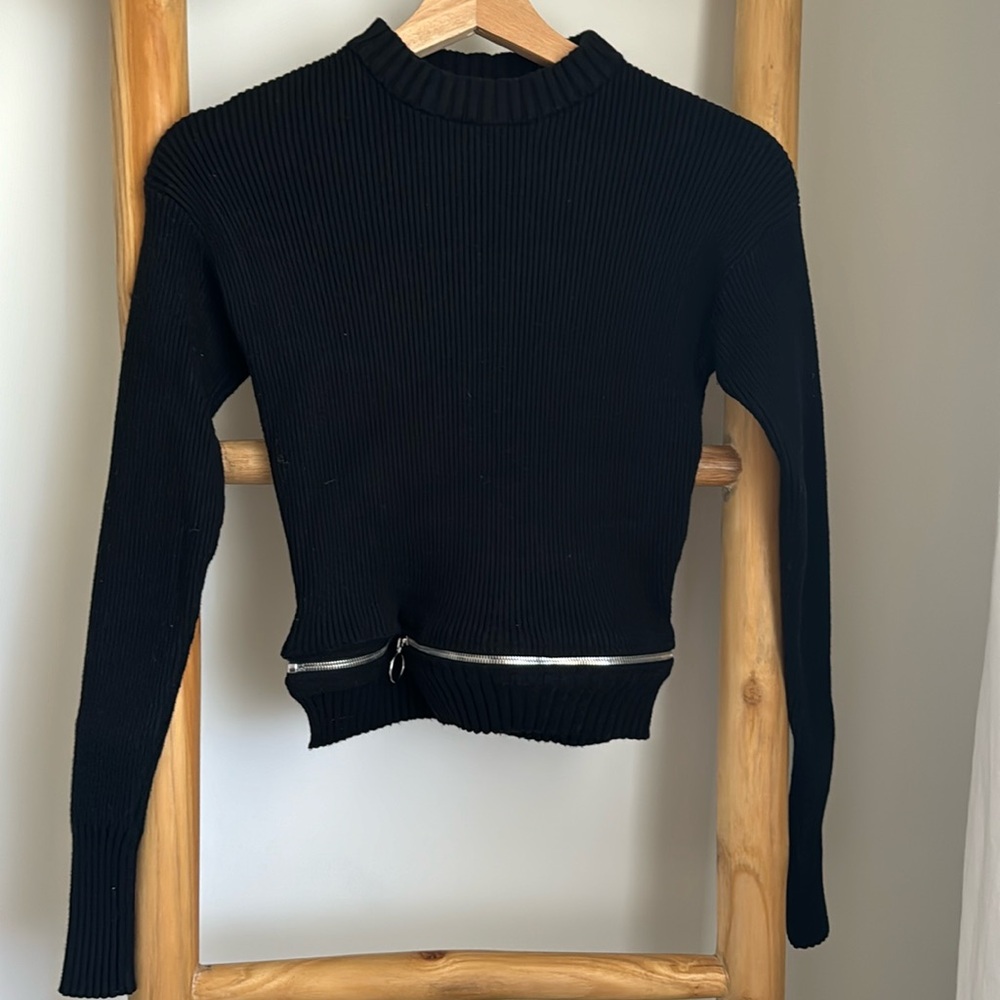 For love and lemons zipper pullover sweater with zipper waist